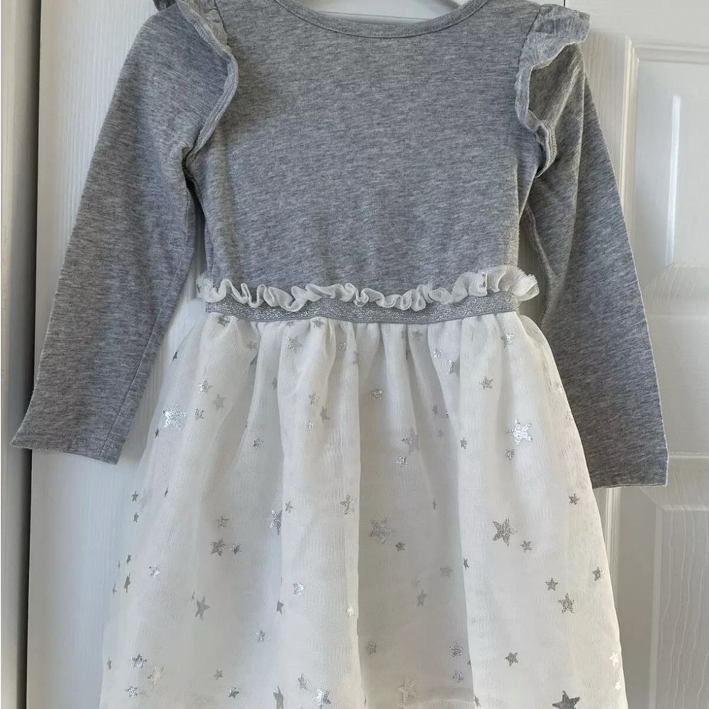 Girls toddler grey & silver star long sleeved dress 3T kids Fashion Style Trends